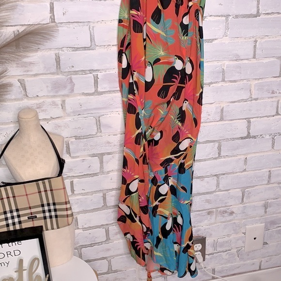 FARM RIO | x Anthropologie Toucans Print Wrap Maxi Dress Medium - Picture 9 of 17